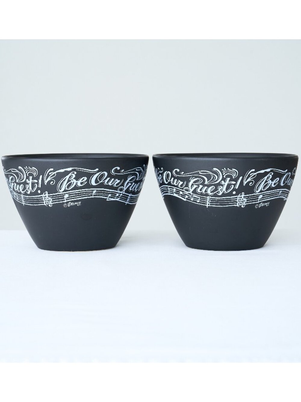 2 Disney Parks Beauty and the Beast Be Our Guest Bowls Lumiere Black Stoneware